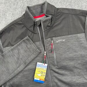 Orvis Bonded Mesh Full Zip Fleece Zip Up Jacket Medium Black Red NWT Men's